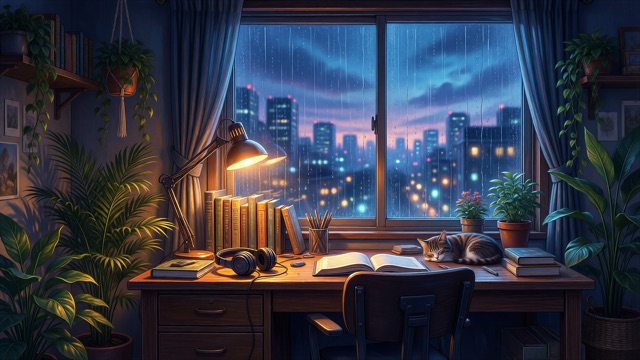 Lofi bureau nuit