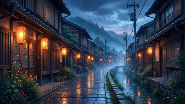 Ruelle japon pluie lofi