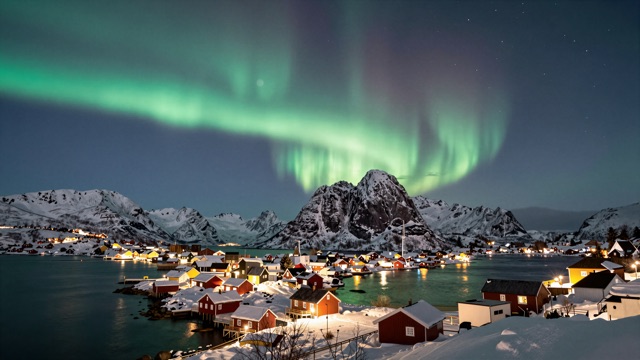 Aurore Norvège fjord