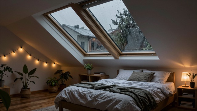 Mansarde pluie nuit