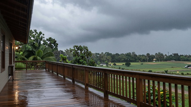 Veranda orage soir