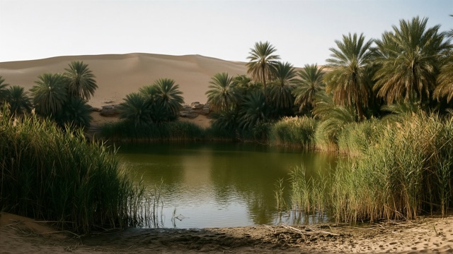 Désert oasis palmiers