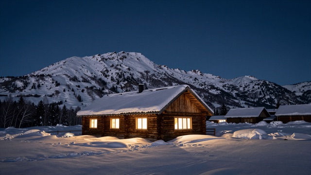 Chalet neige nuit