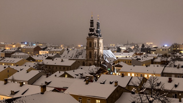 Toits neige nuit